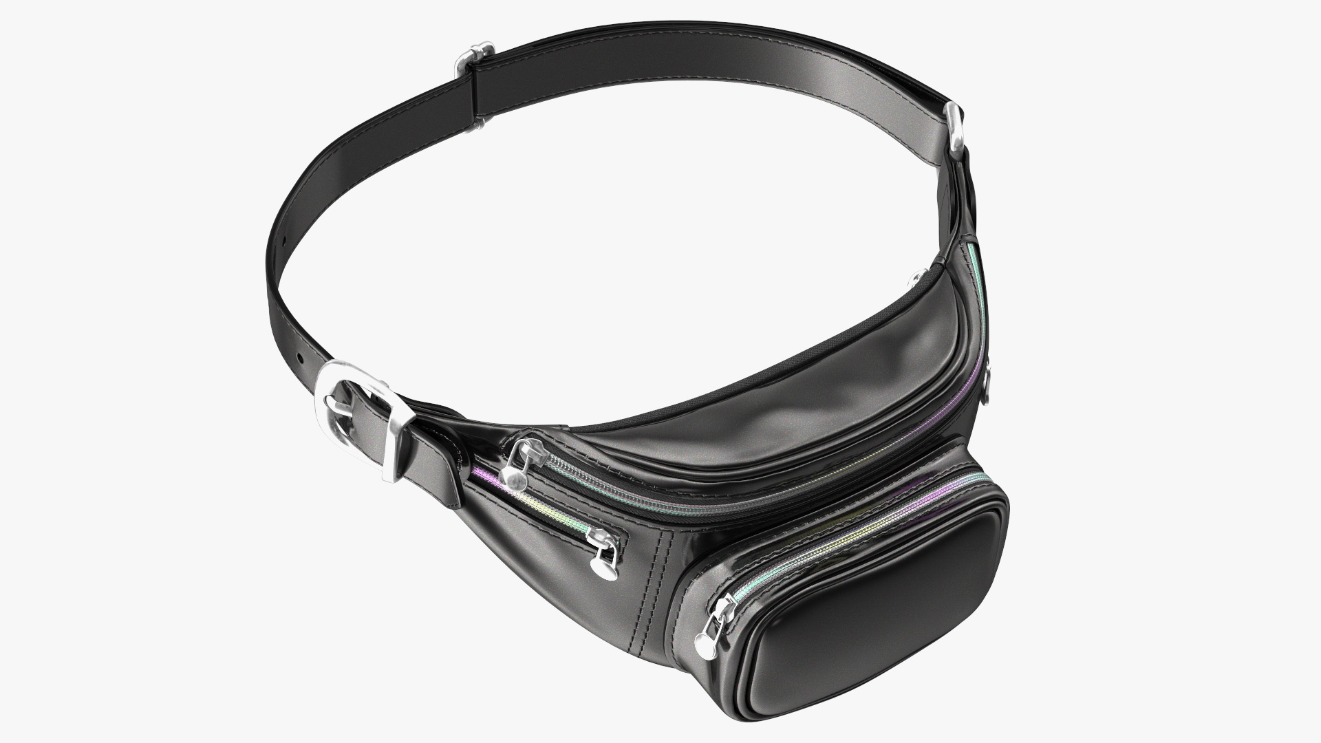 3D Waist Bag Varnished Black Leather model