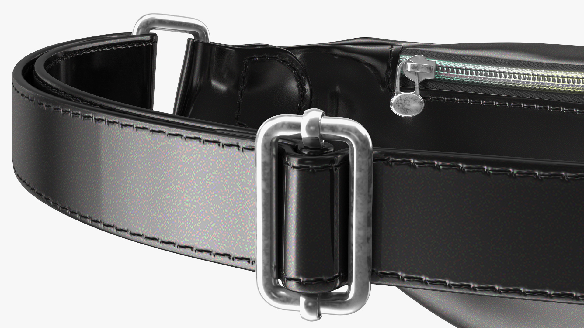 3D Waist Bag Varnished Black Leather model