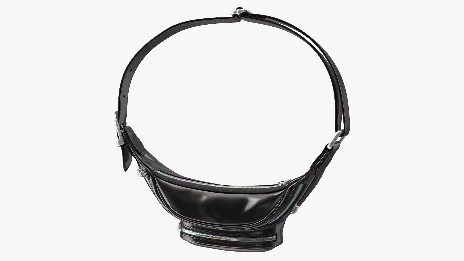 3D Waist Bag Varnished Black Leather model