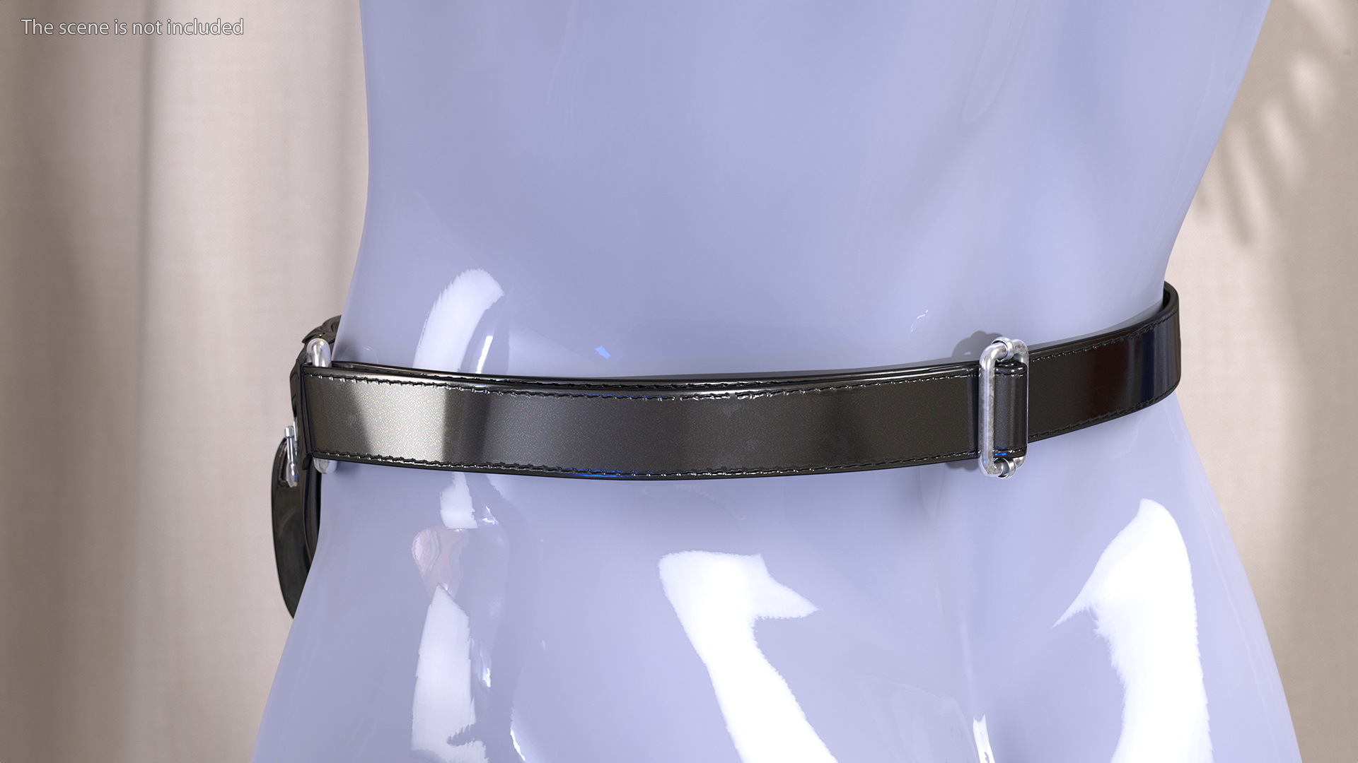 3D Waist Bag Varnished Black Leather model