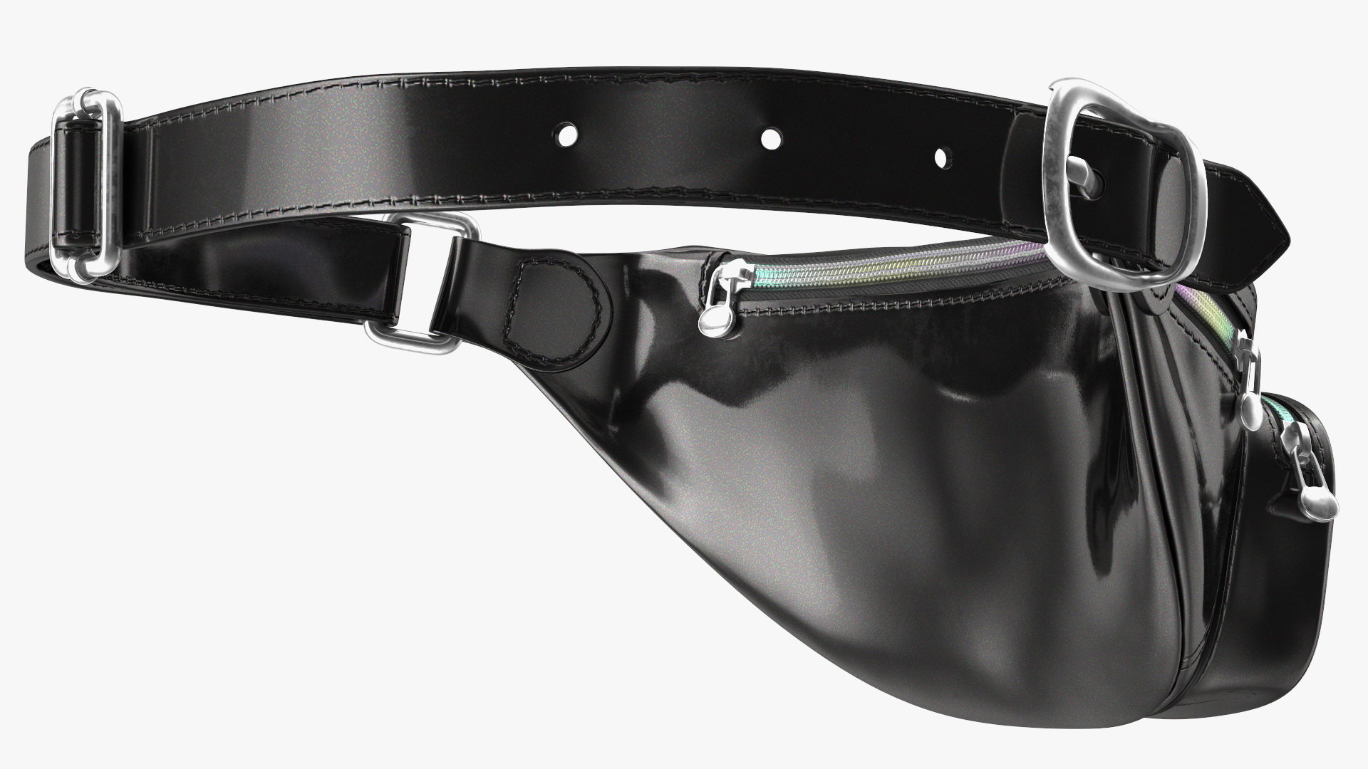 3D Waist Bag Varnished Black Leather model
