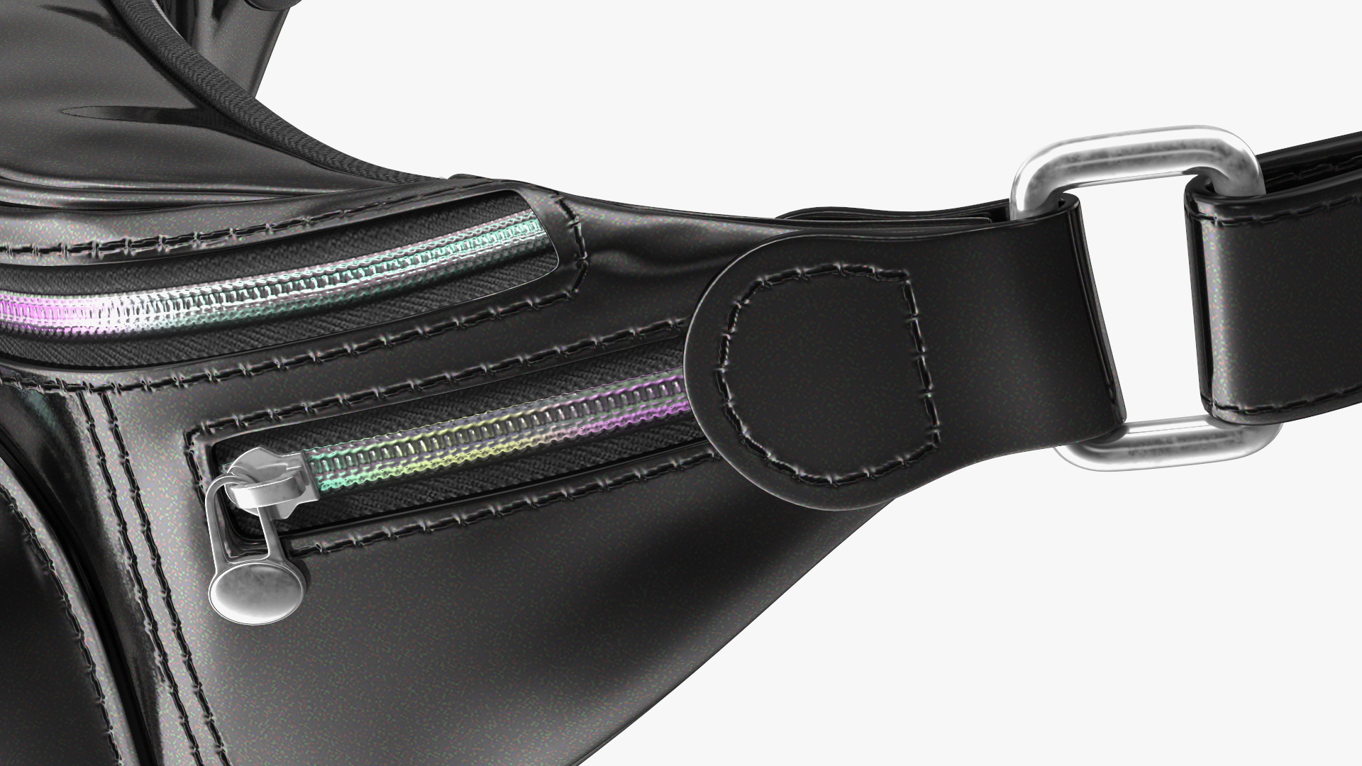 3D Waist Bag Varnished Black Leather model