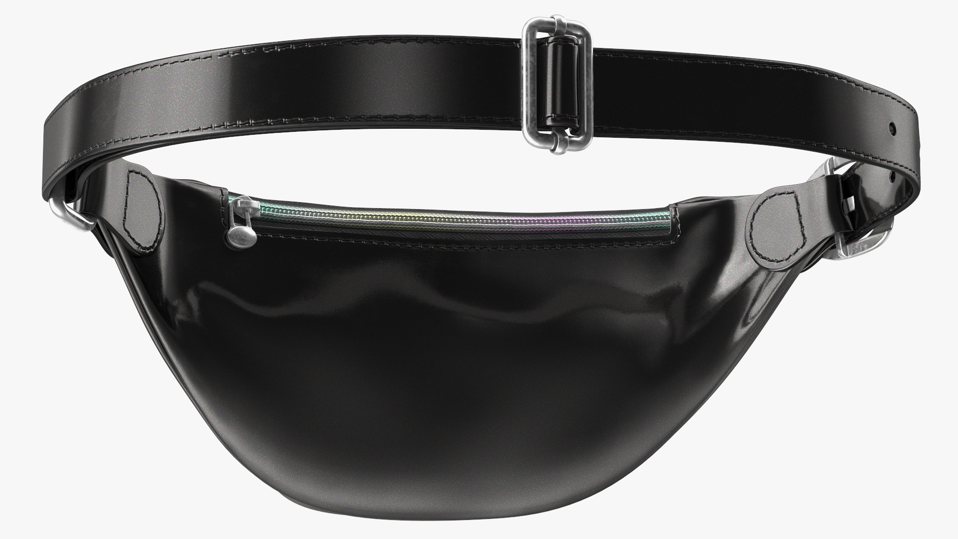 3D Waist Bag Varnished Black Leather model