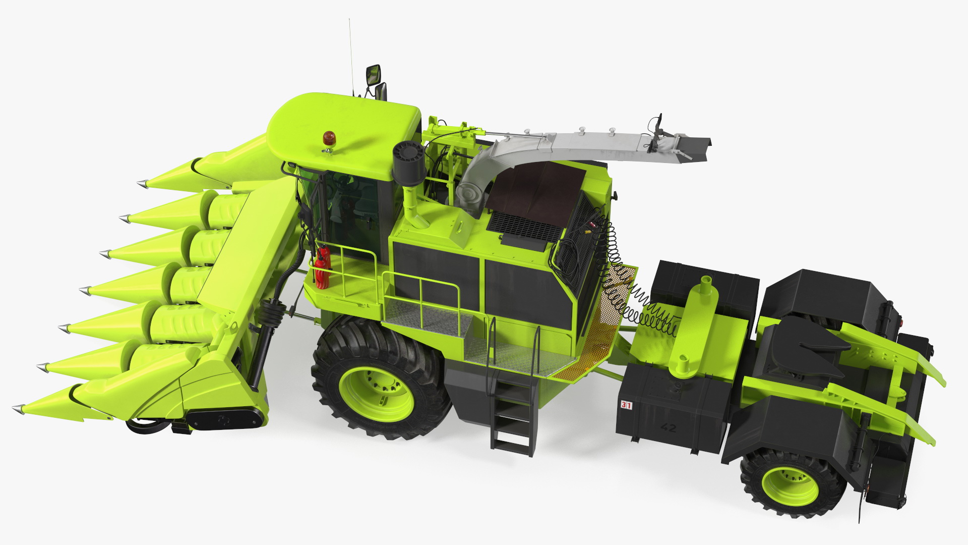 Harvester with Corn Header 6 Rows New 3D