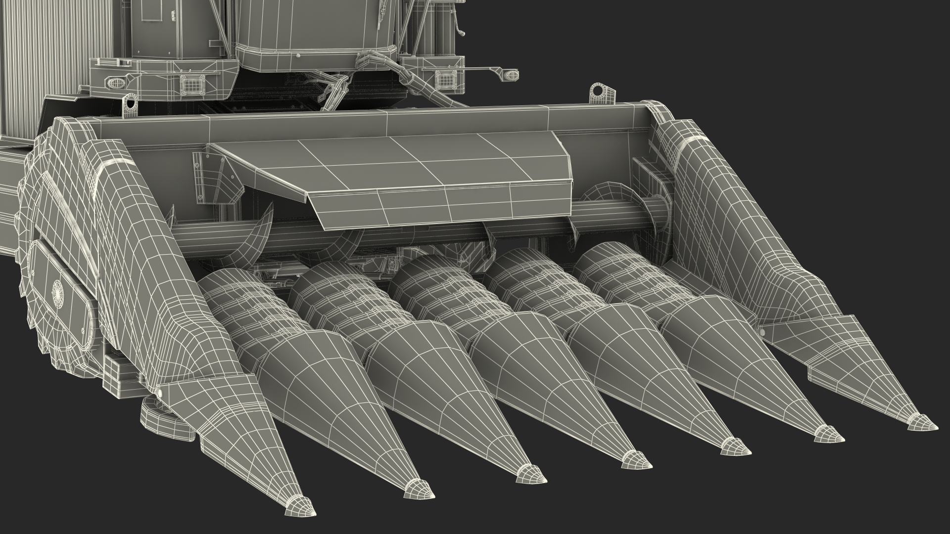 Harvester with Corn Header 6 Rows New 3D