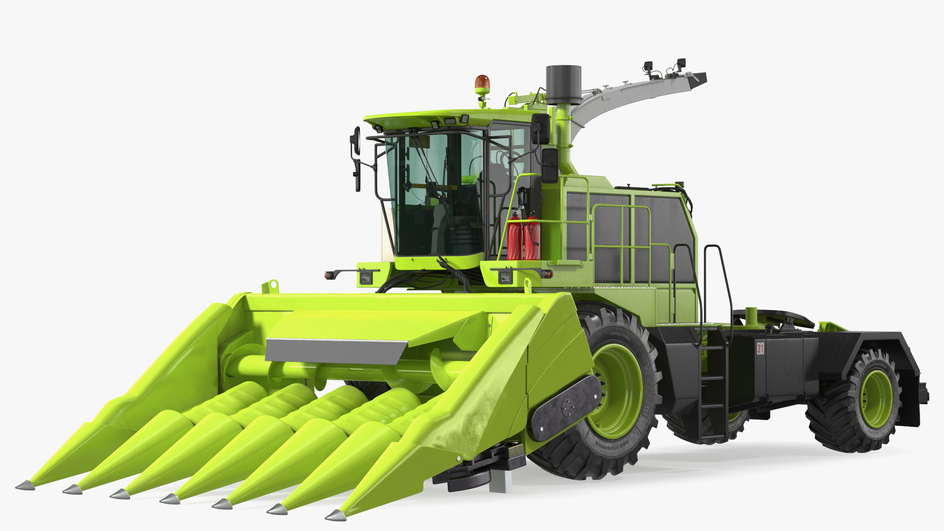 Harvester with Corn Header 6 Rows New 3D