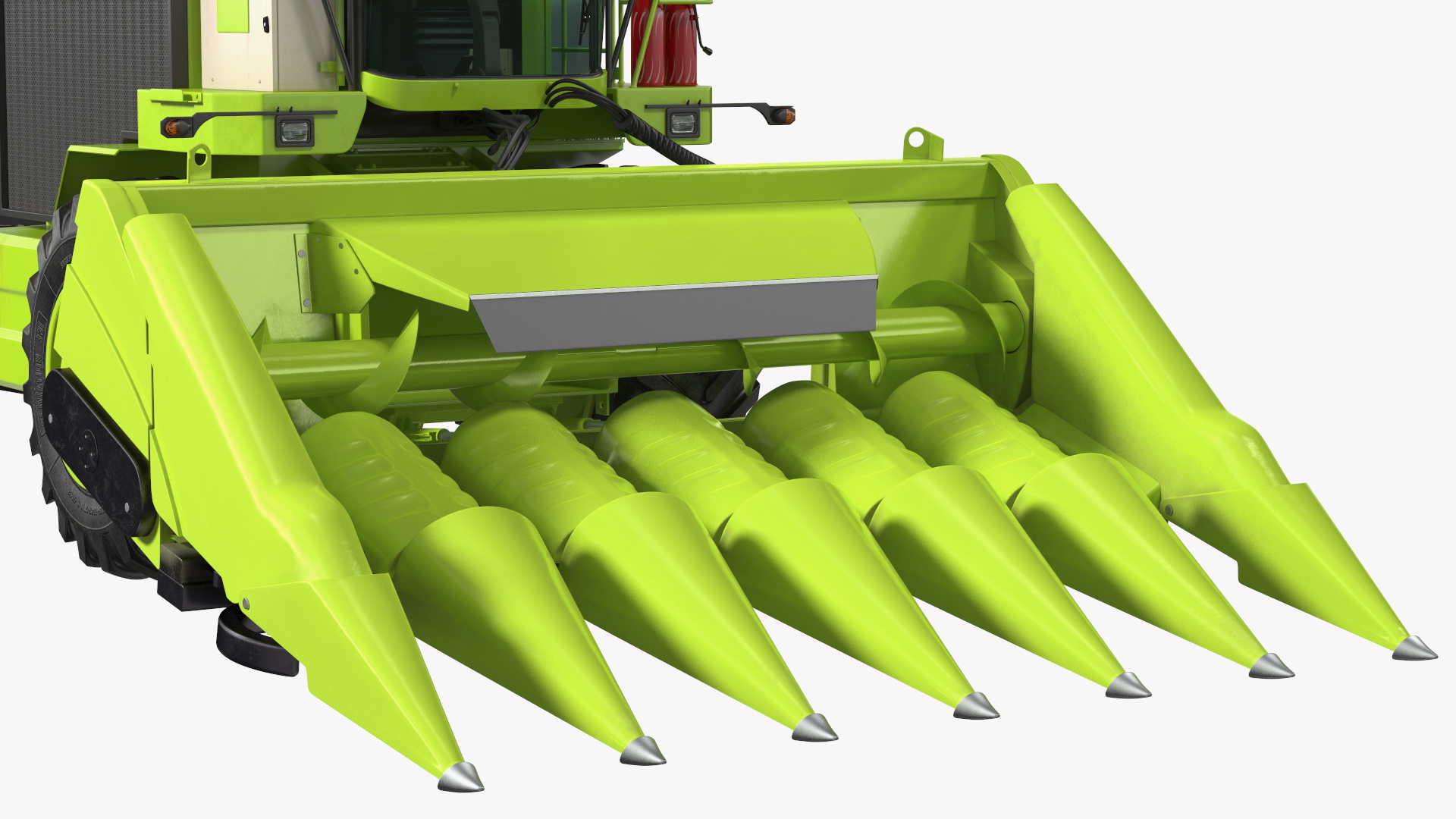Harvester with Corn Header 6 Rows New 3D