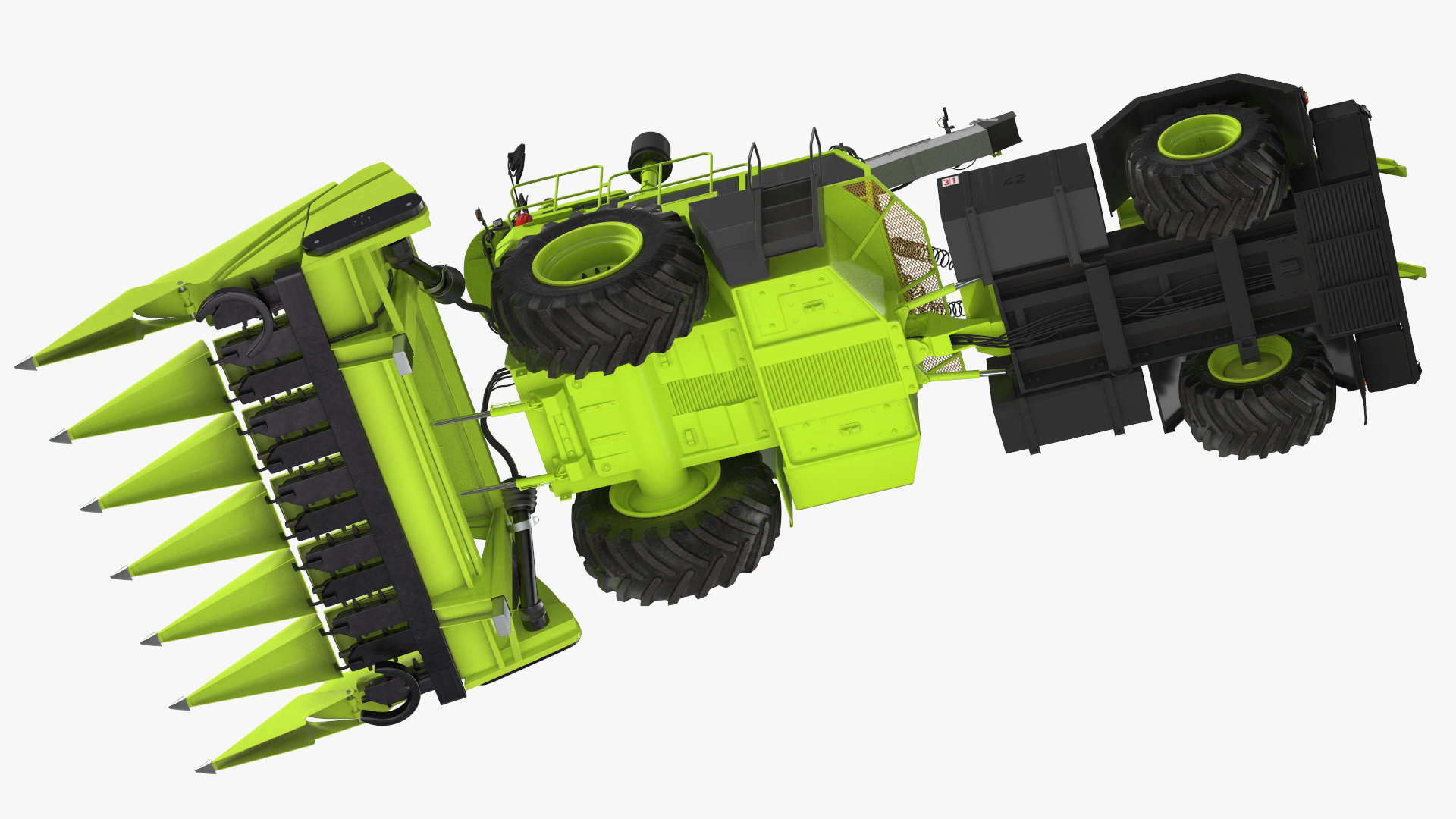 Harvester with Corn Header 6 Rows New 3D