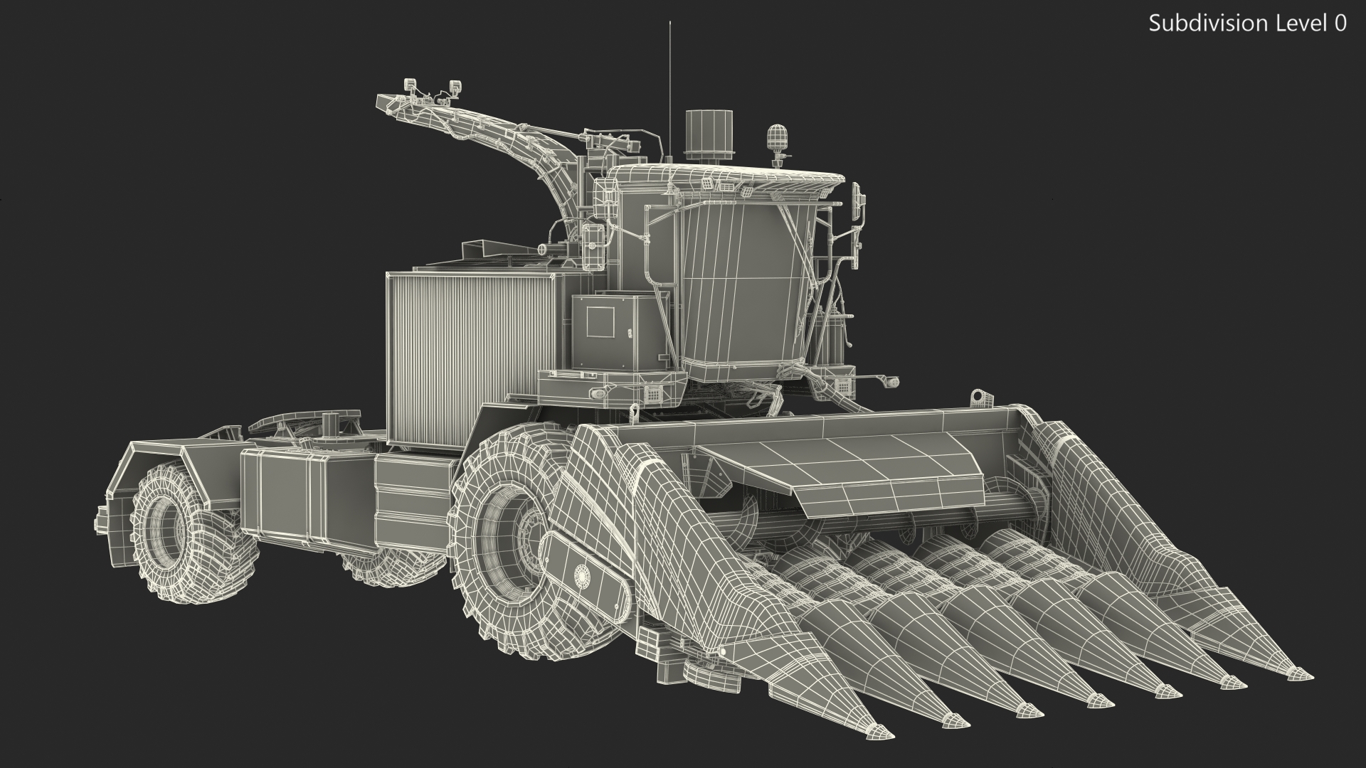 Harvester with Corn Header 6 Rows New 3D