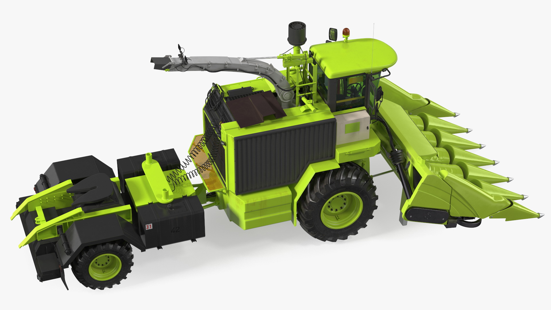 Harvester with Corn Header 6 Rows New 3D