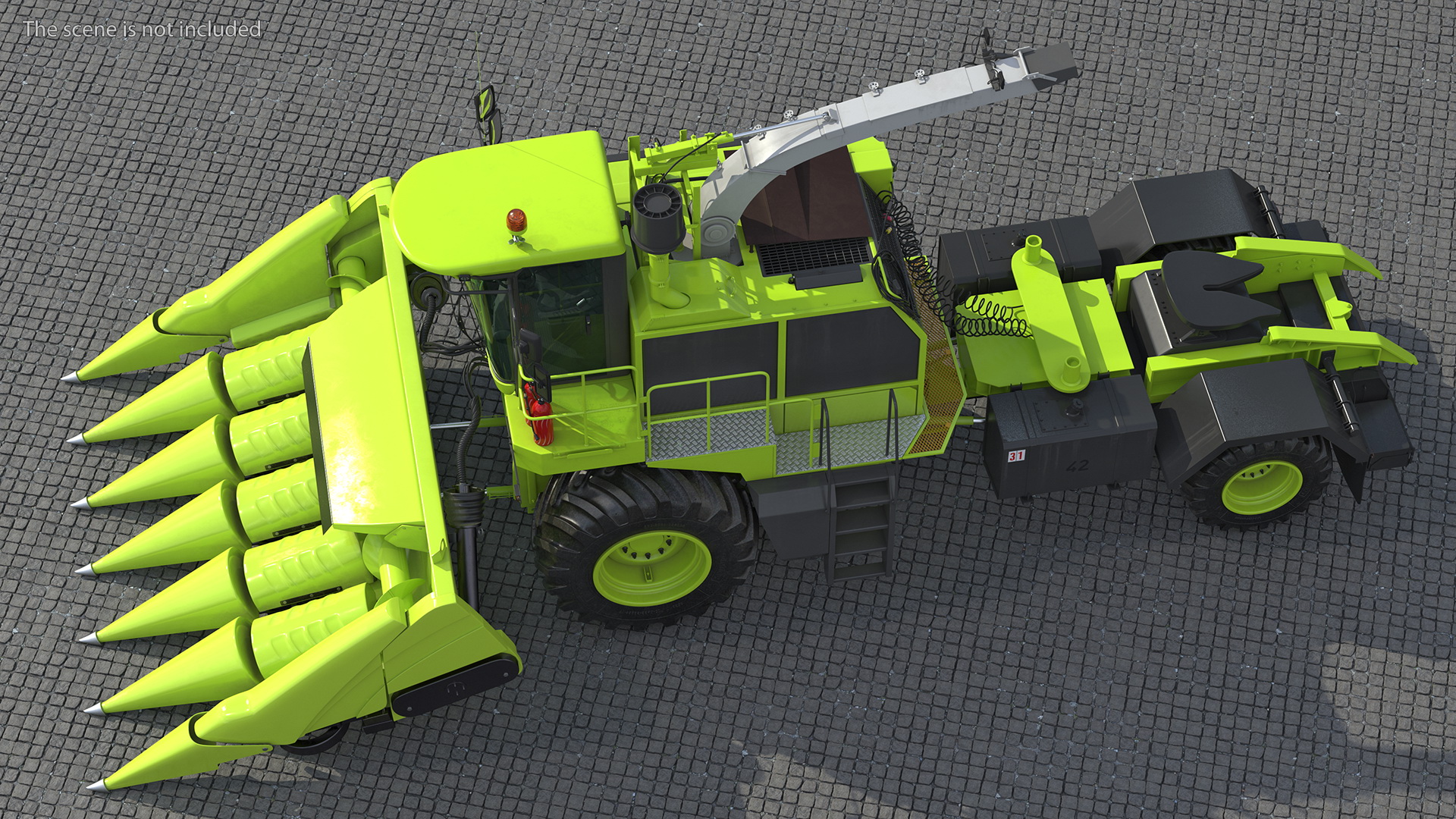 Harvester with Corn Header 6 Rows New 3D