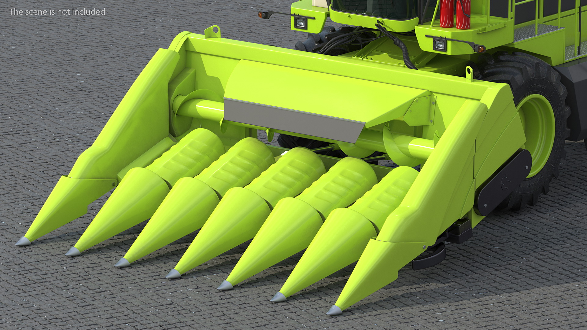 Harvester with Corn Header 6 Rows New 3D