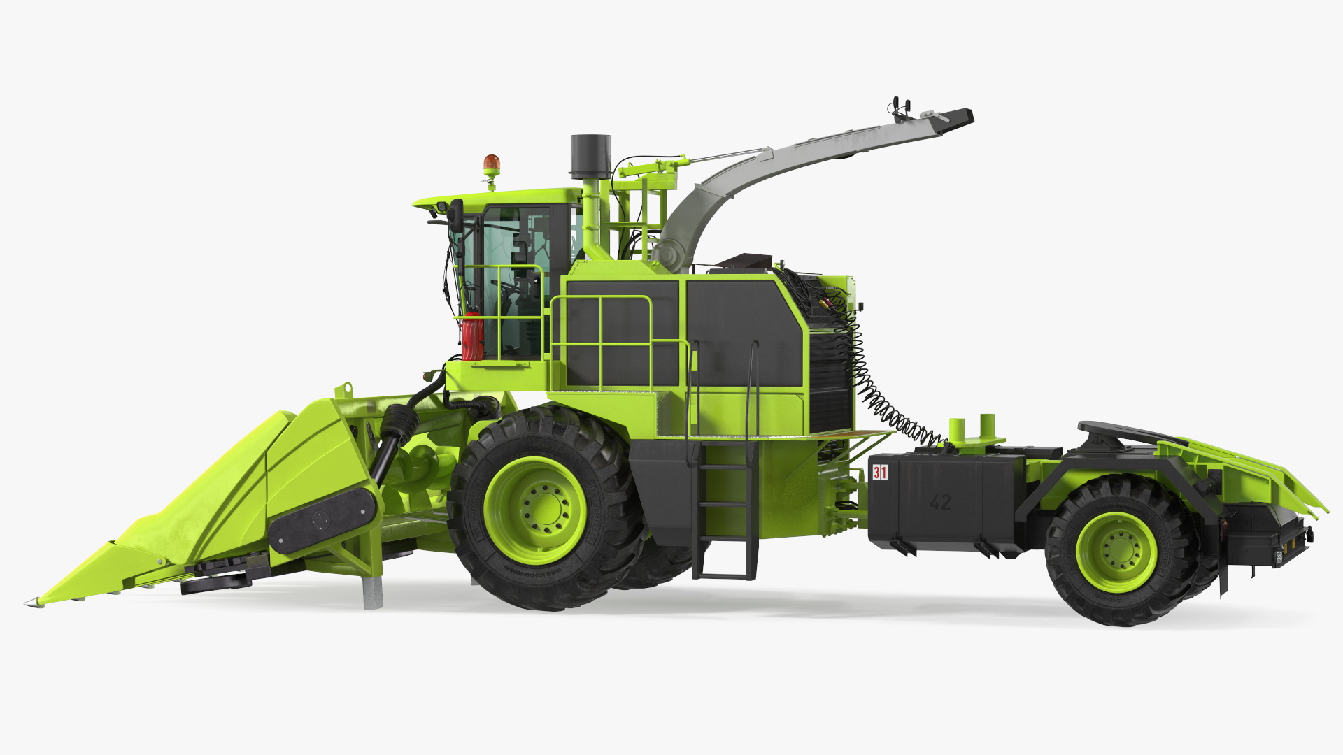 Harvester with Corn Header 6 Rows New 3D
