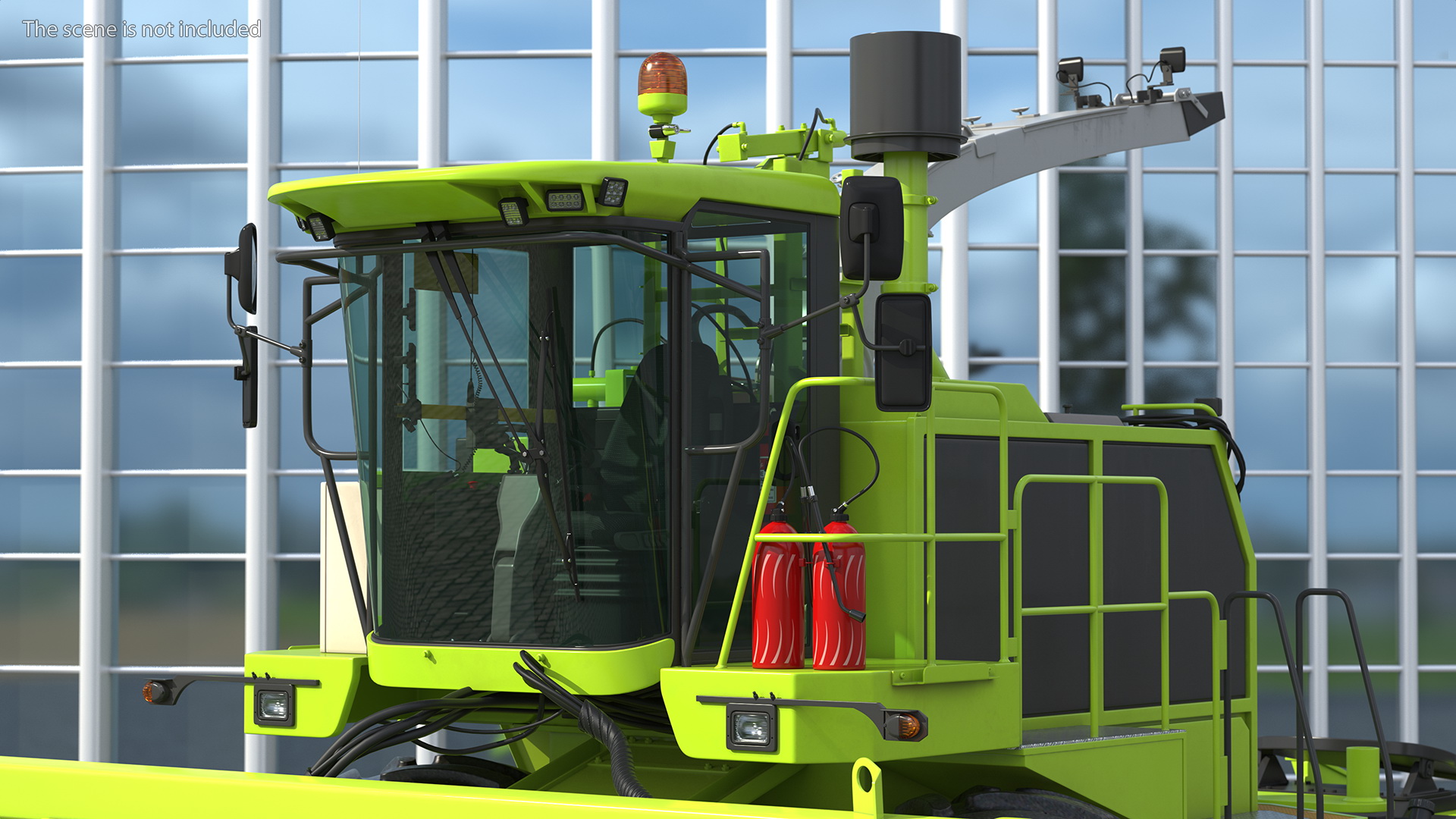 Harvester with Corn Header 6 Rows New 3D