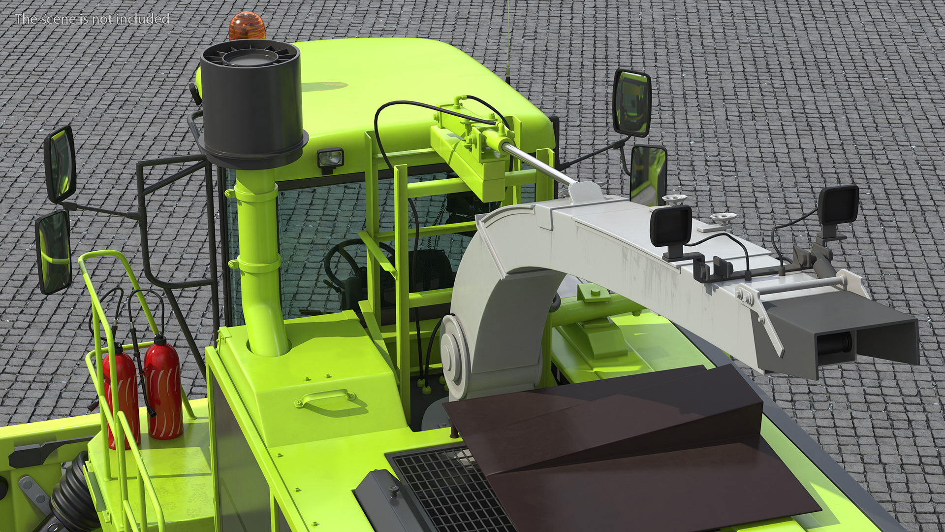 Harvester with Corn Header 6 Rows New 3D