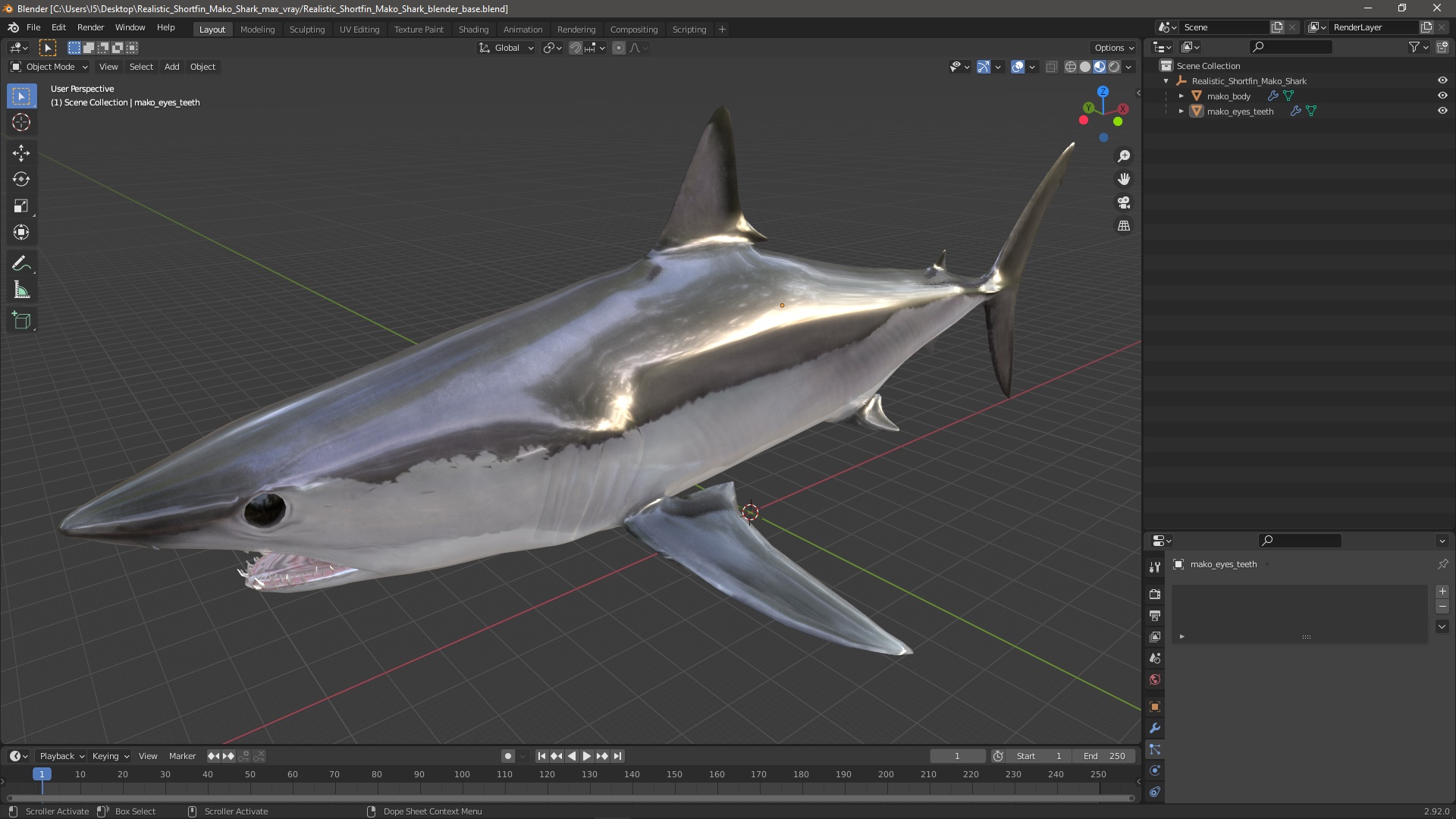 Realistic Shortfin Mako Shark 3D model