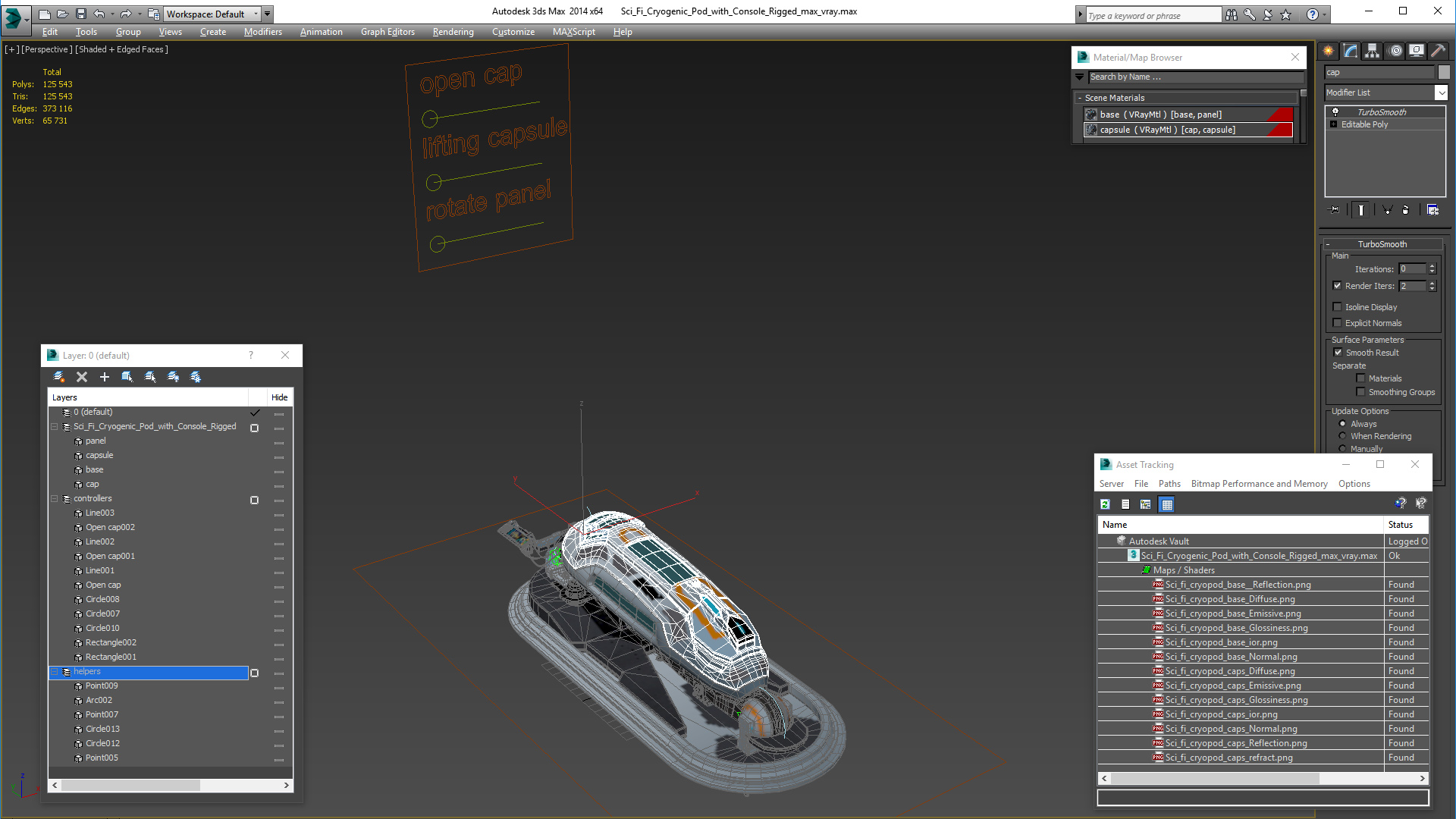 3D model Sci Fi Cryogenic Pod with Console Rigged