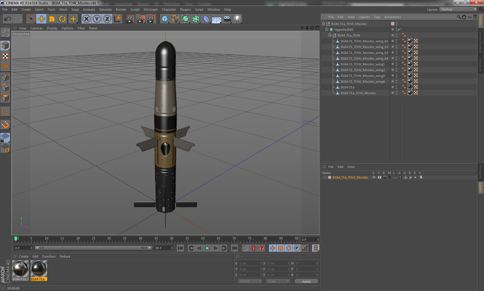 BGM 71a TOW Missile 3D model