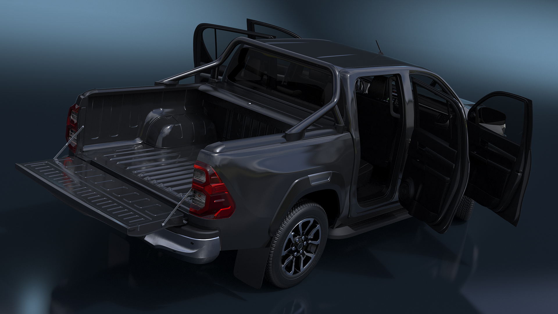 3D model Pickup Truck Black Rigged