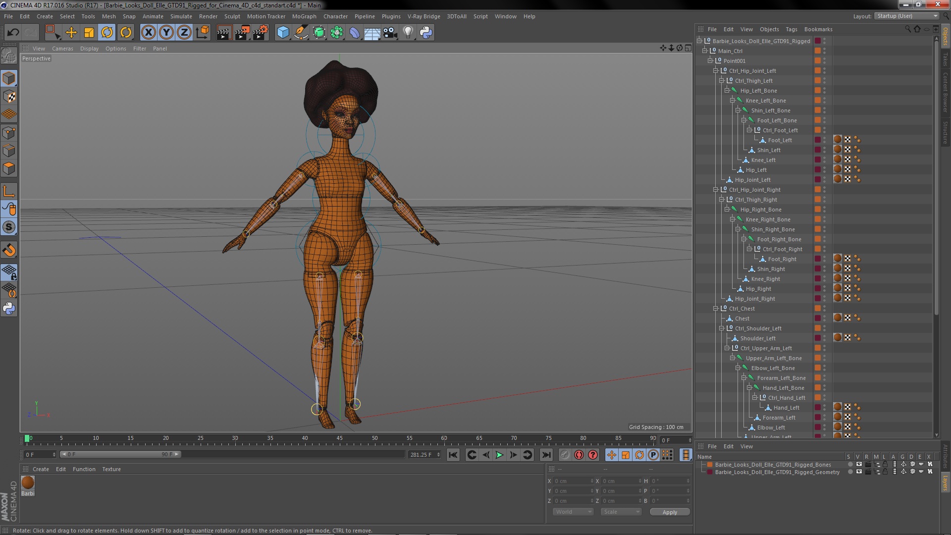 Barbie Looks Doll Elle GTD91 Rigged for Cinema 4D 3D model