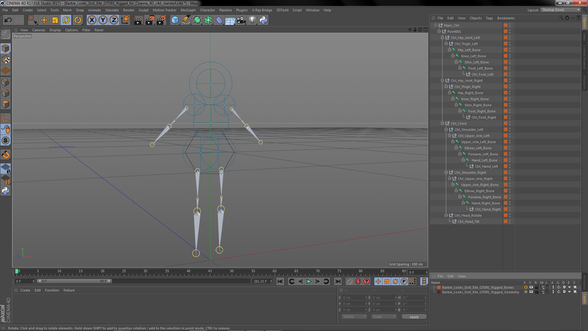 Barbie Looks Doll Elle GTD91 Rigged for Cinema 4D 3D model