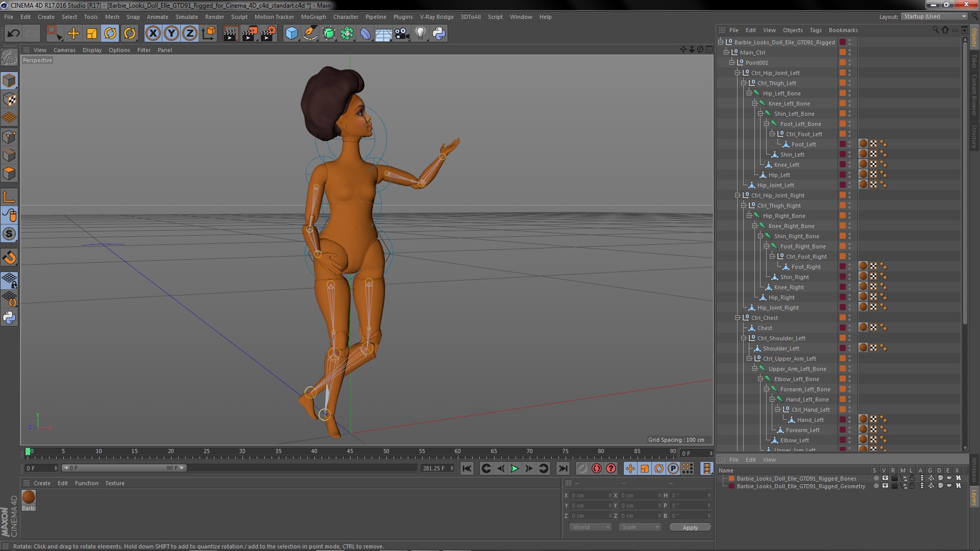Barbie Looks Doll Elle GTD91 Rigged for Cinema 4D 3D model