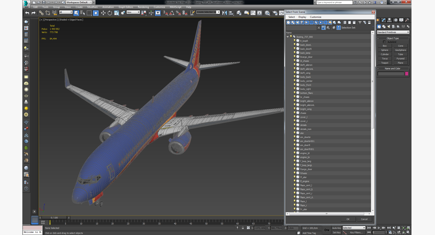 3D Boeing 737 900 Southwest Airlines model