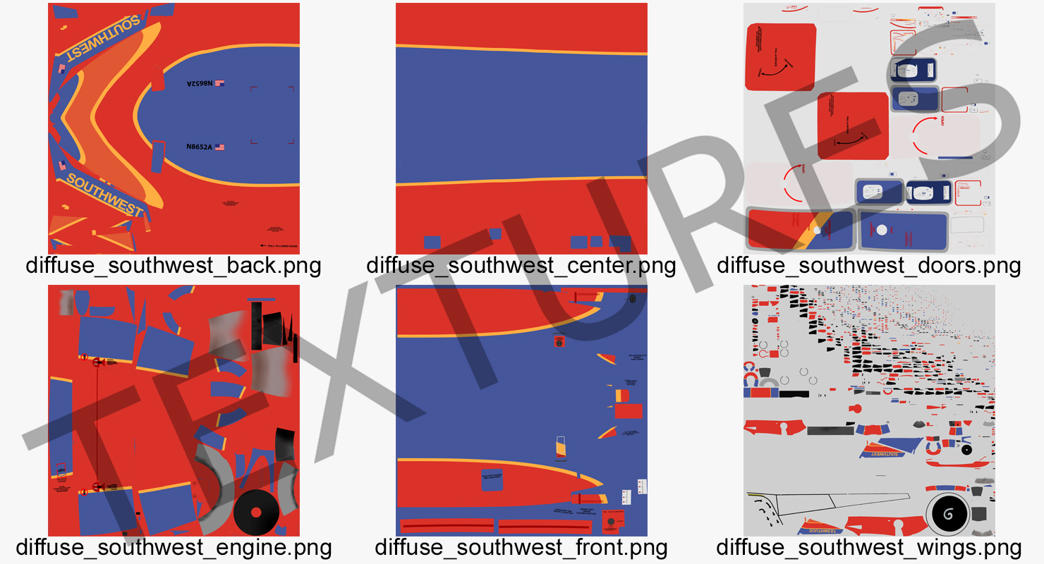 3D Boeing 737 900 Southwest Airlines model