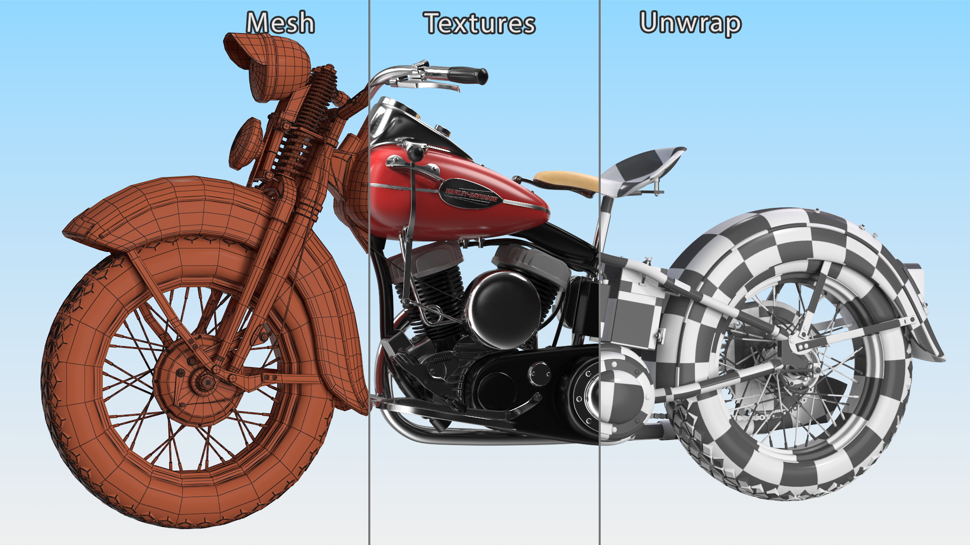 Motorcycle Harley-Davidson WLA Red 3D model