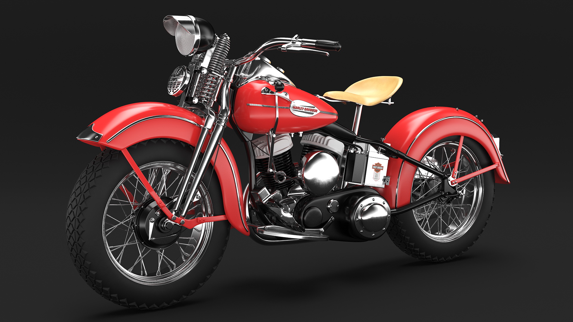 Motorcycle Harley-Davidson WLA Red 3D model
