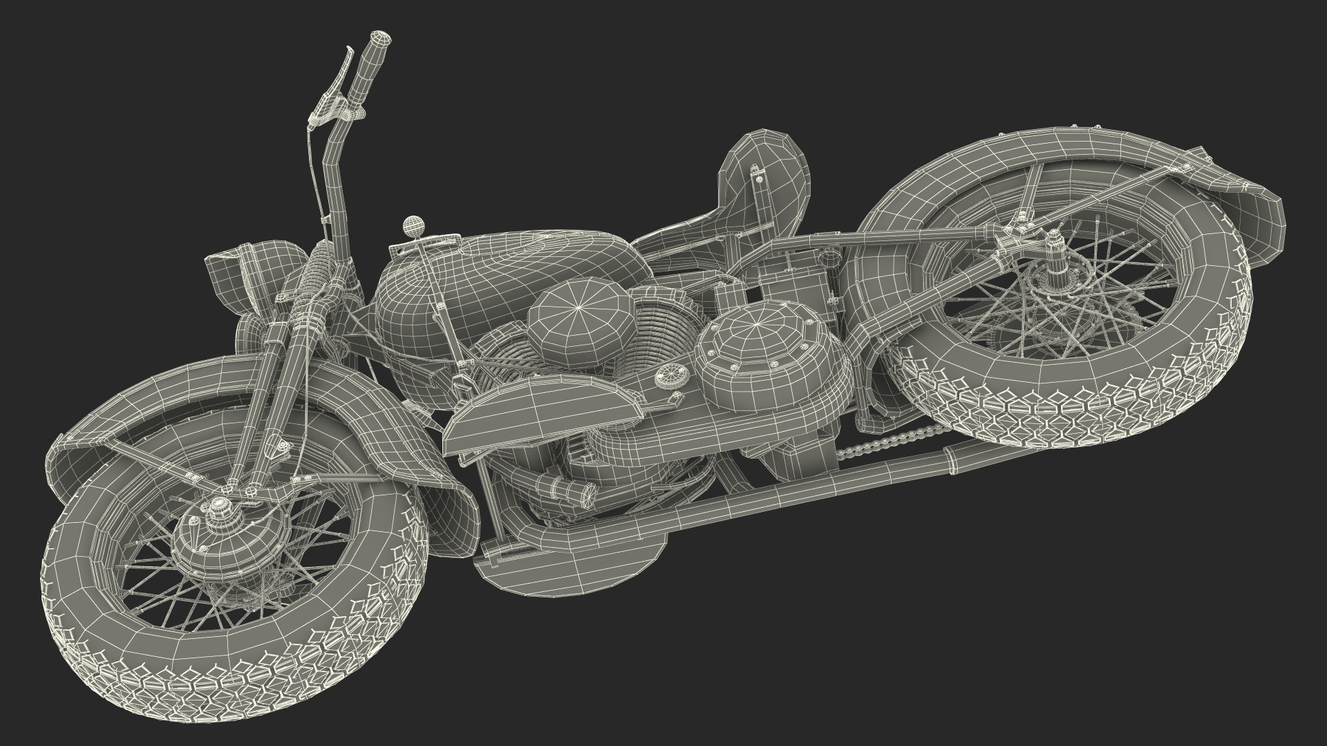 Motorcycle Harley-Davidson WLA Red 3D model