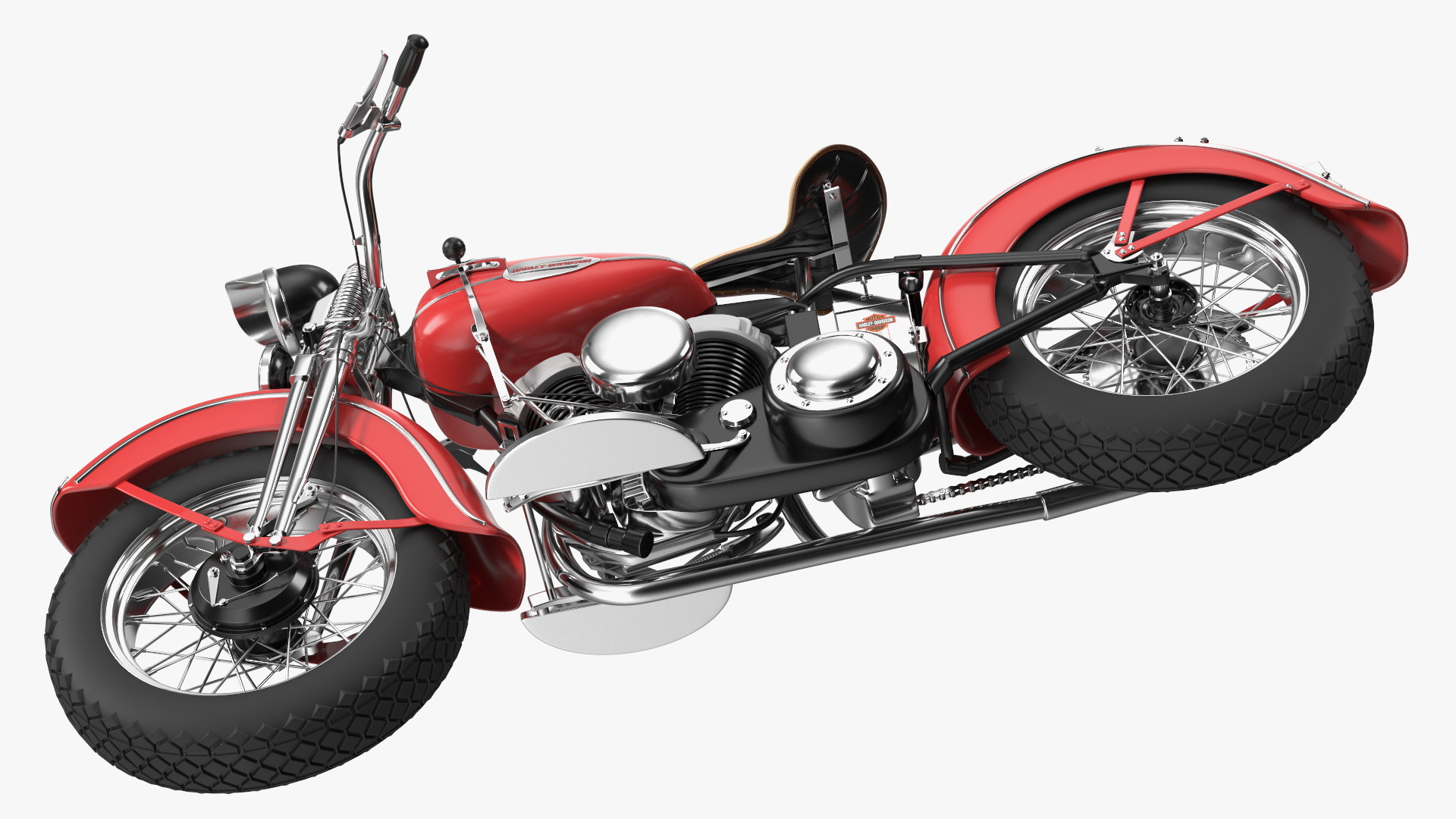 Motorcycle Harley-Davidson WLA Red 3D model