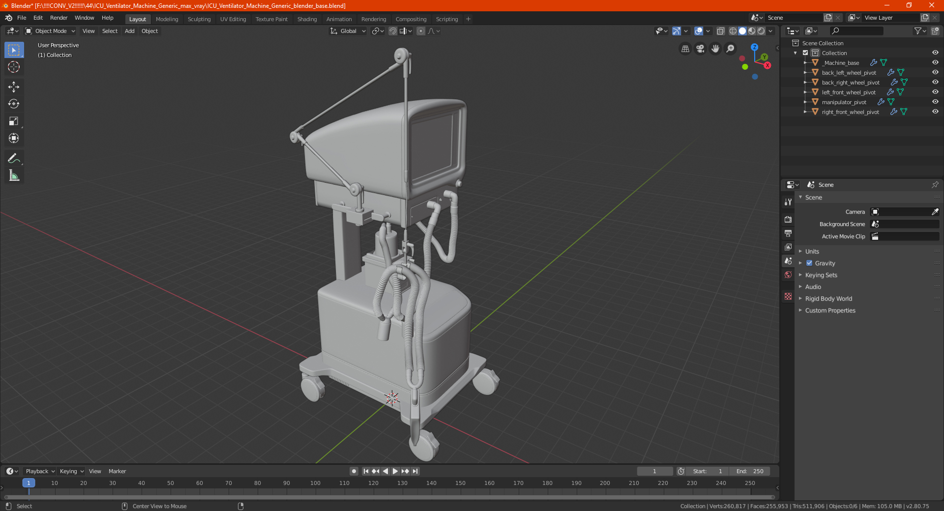 3D model ICU Ventilator Machine Generic