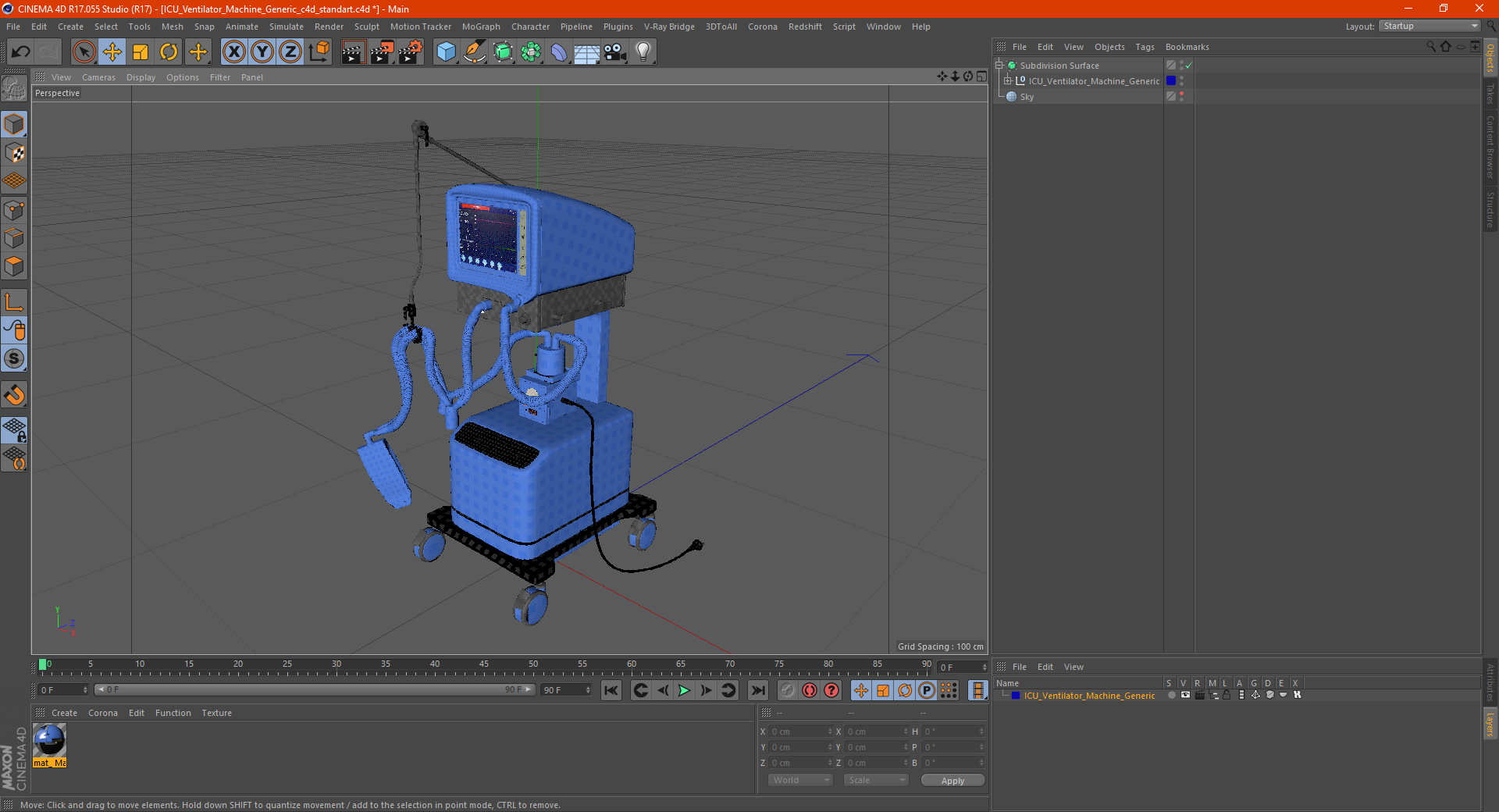 3D model ICU Ventilator Machine Generic
