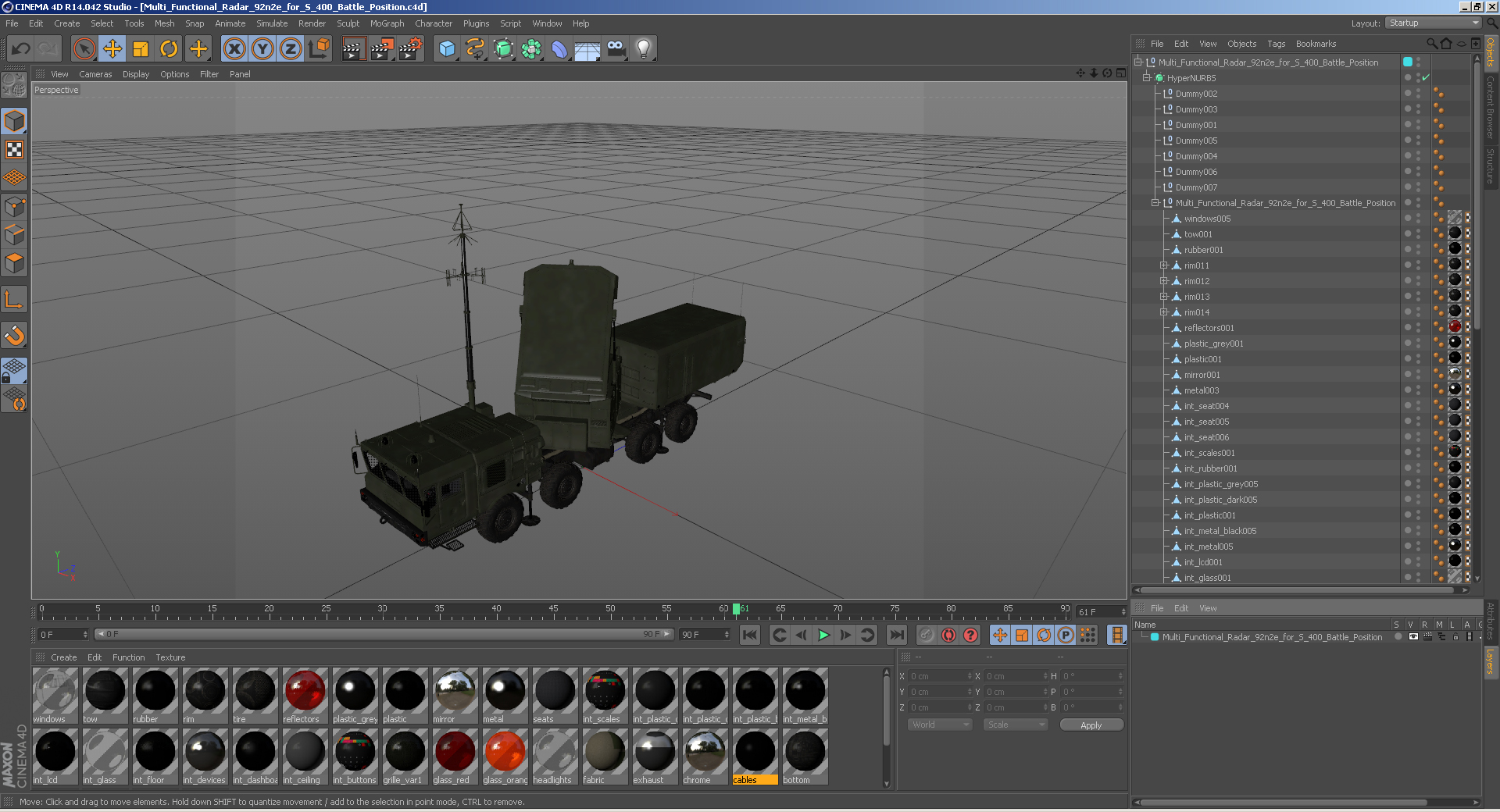 Multi Functional Radar 92n2e for S 400 Battle Position 3D model