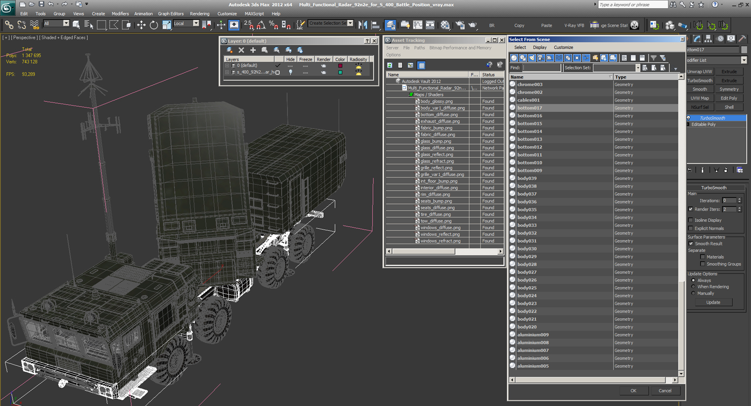 Multi Functional Radar 92n2e for S 400 Battle Position 3D model