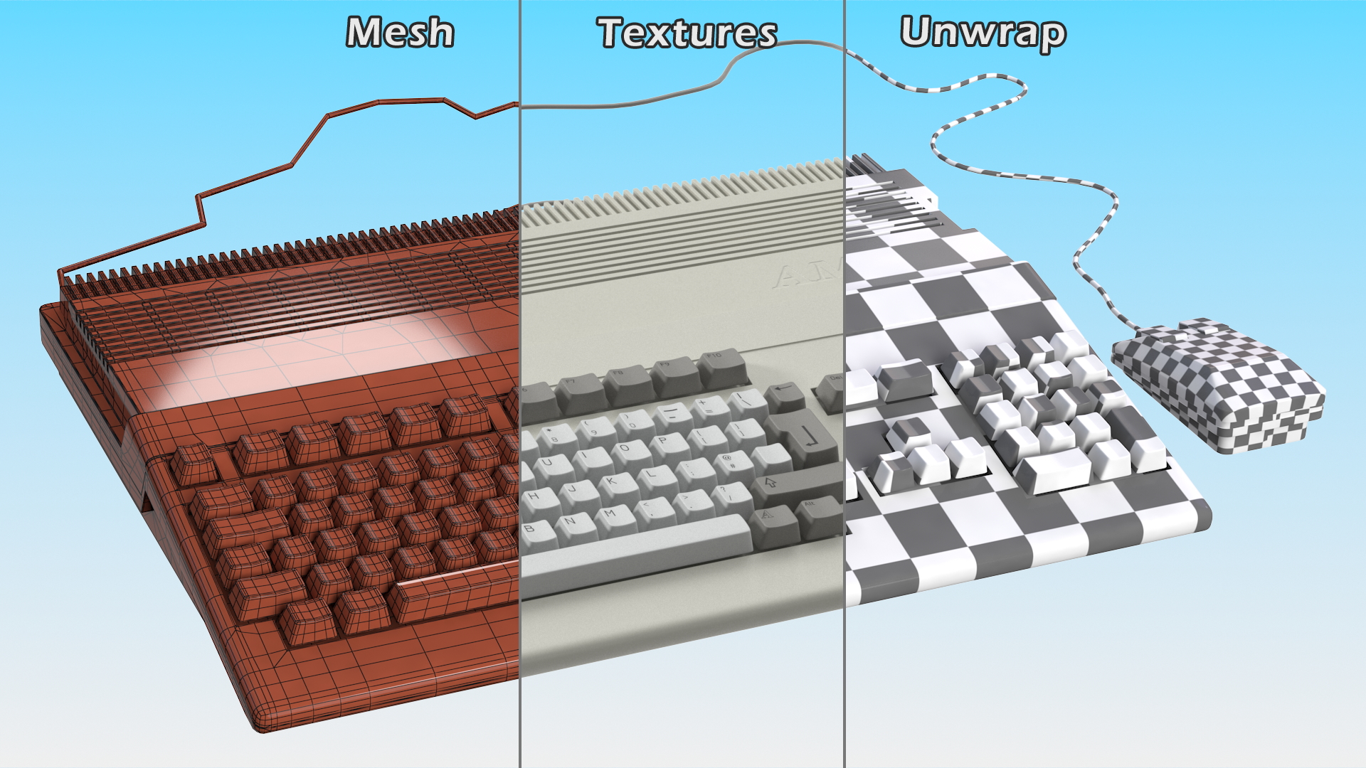 Home Computer Commodore Amiga 500 Keyboard 3D