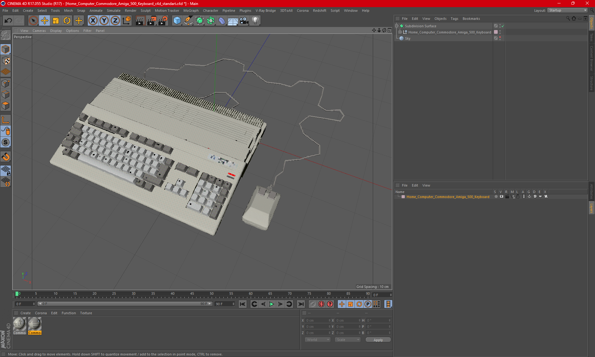 Home Computer Commodore Amiga 500 Keyboard 3D