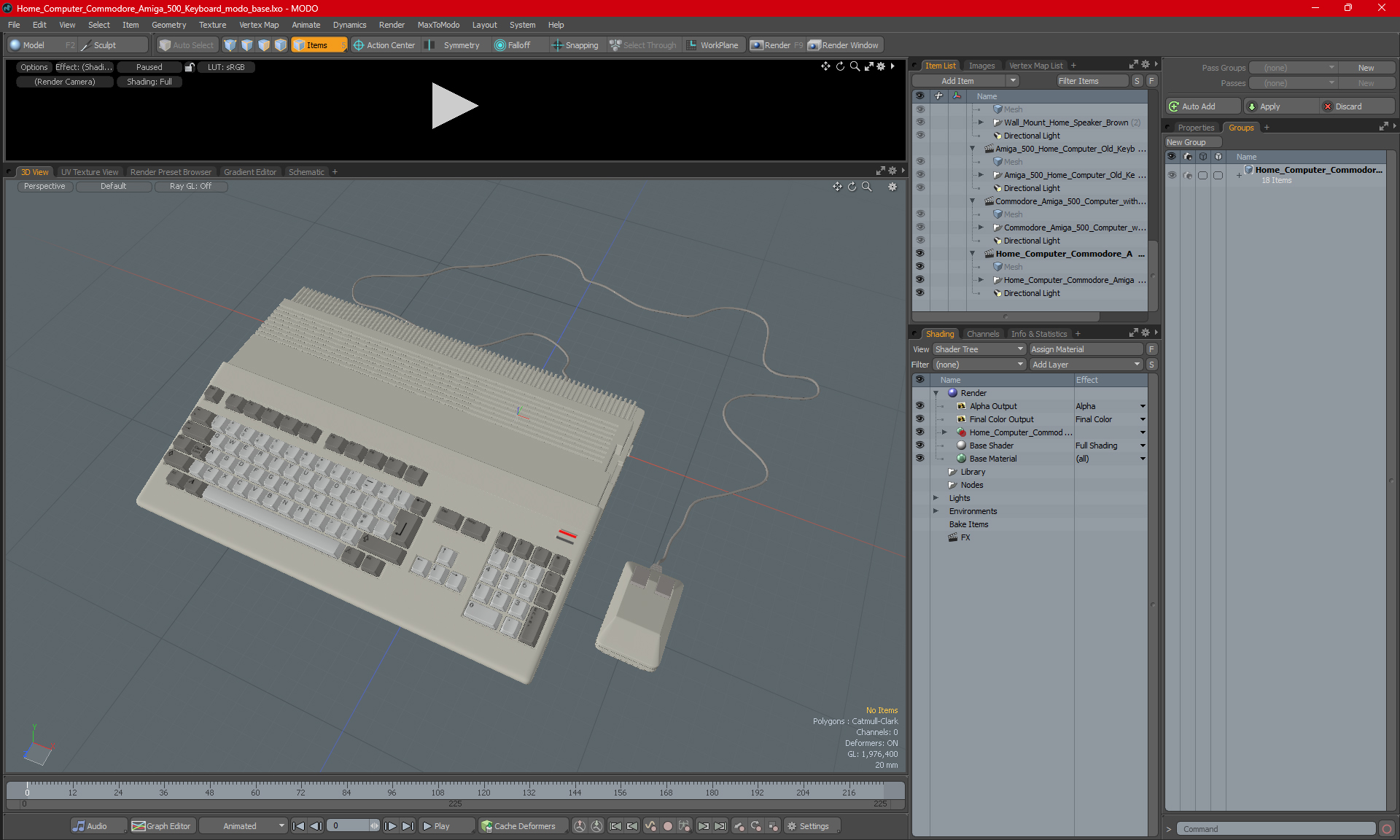 Home Computer Commodore Amiga 500 Keyboard 3D