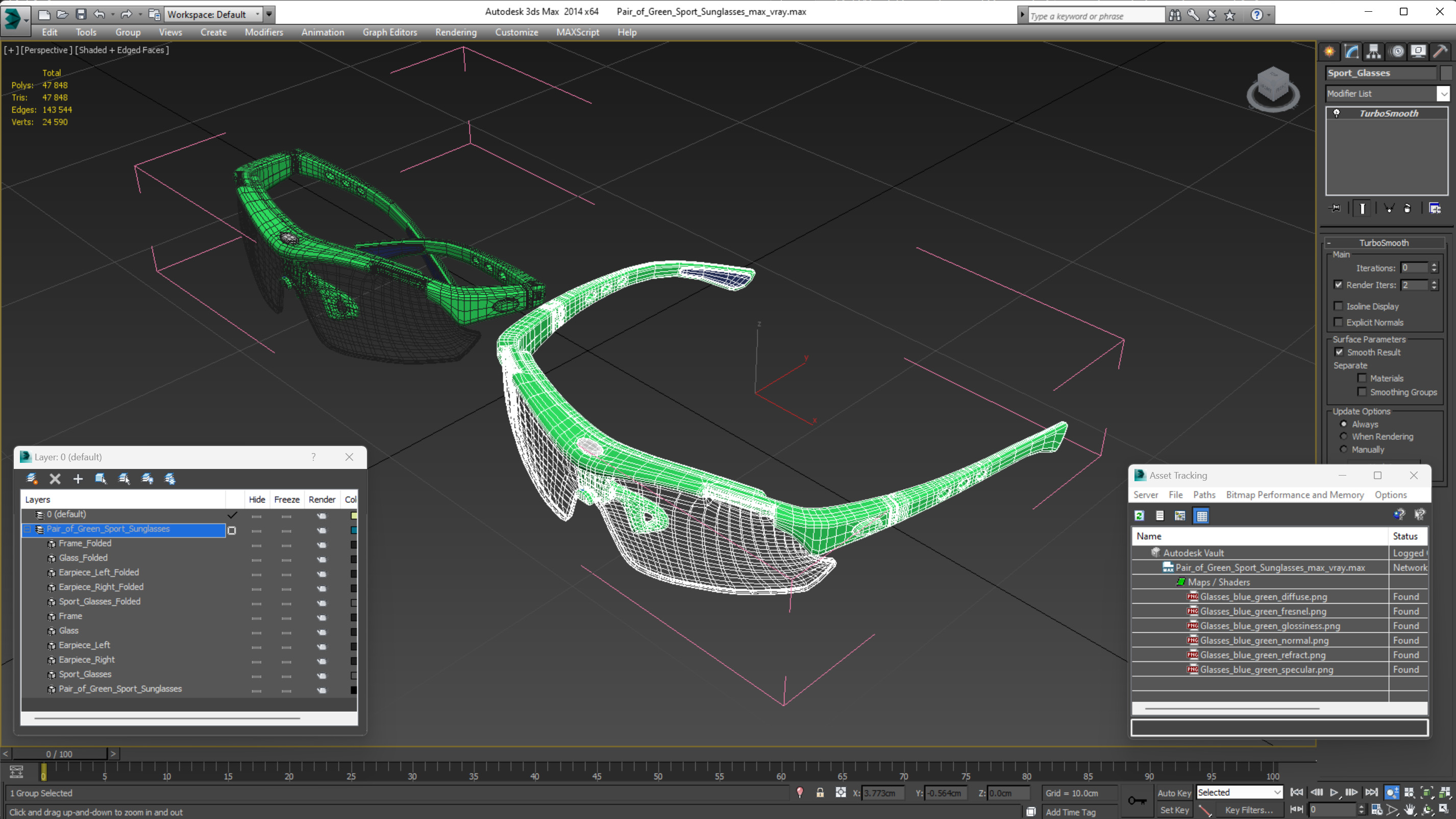 3D model Pair of Green Sport Sunglasses