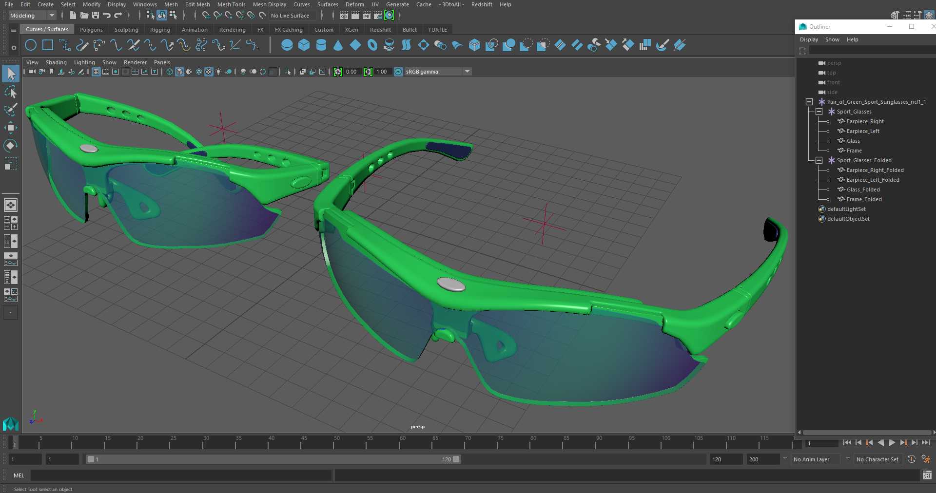 3D model Pair of Green Sport Sunglasses