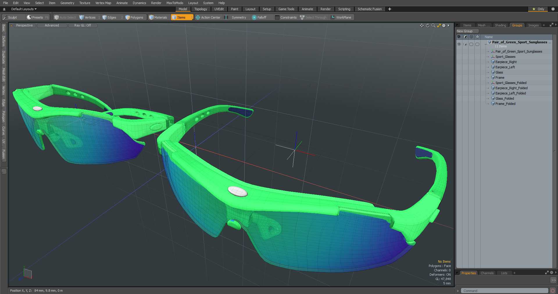 3D model Pair of Green Sport Sunglasses