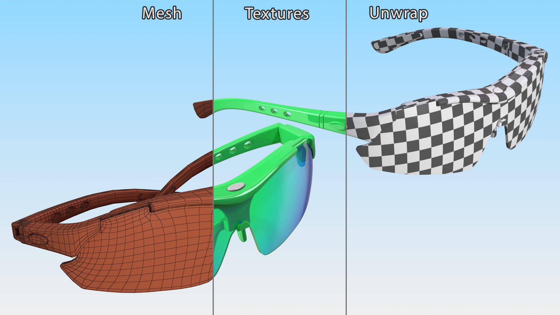 3D model Pair of Green Sport Sunglasses
