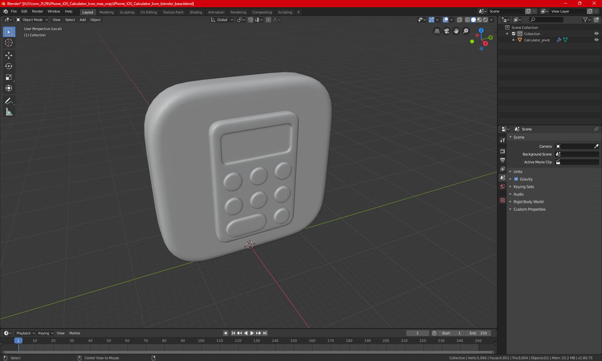 3D iPhone iOS Calculator Icon