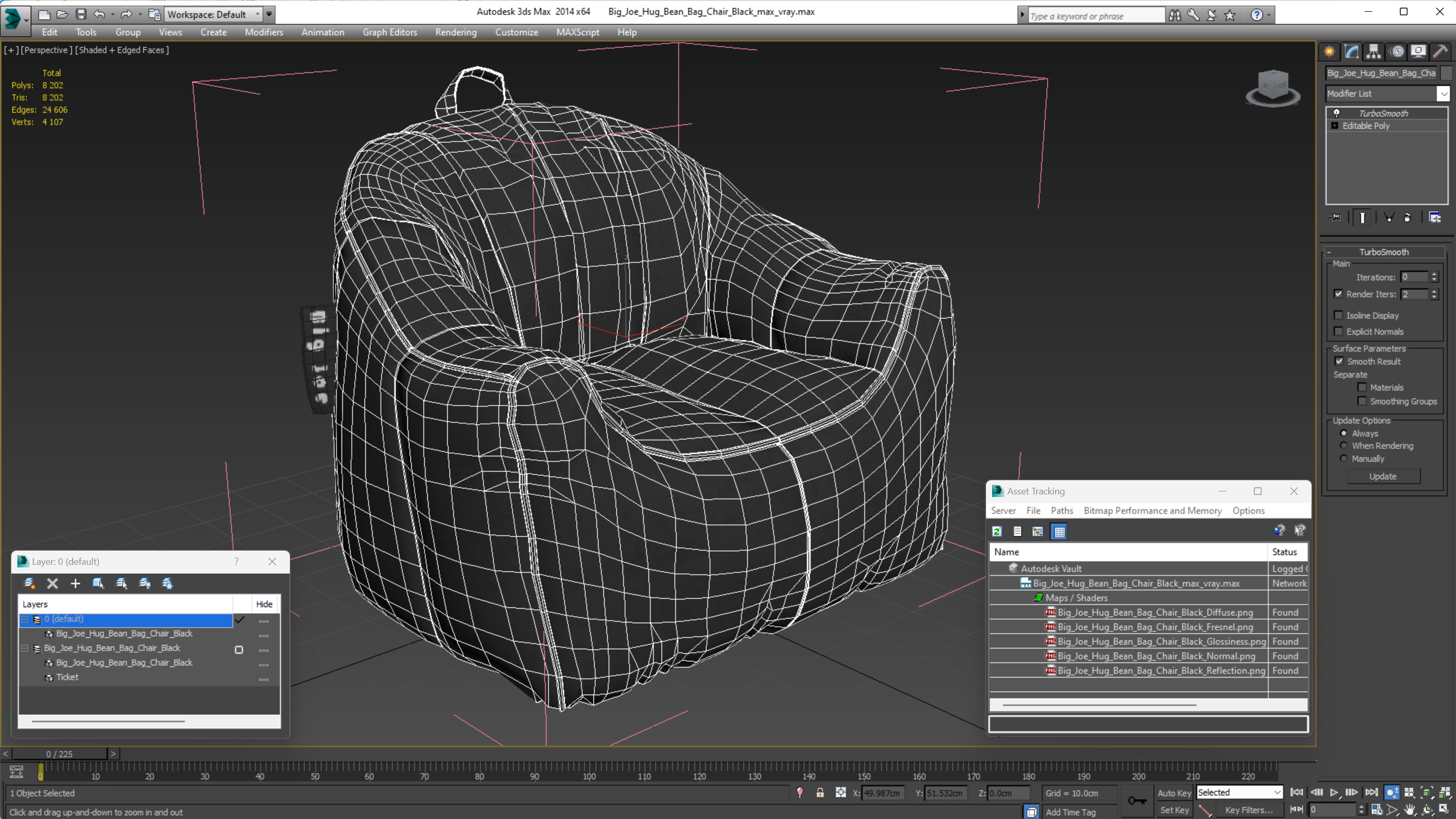 Big Joe Hug Bean Bag Chair Black 3D