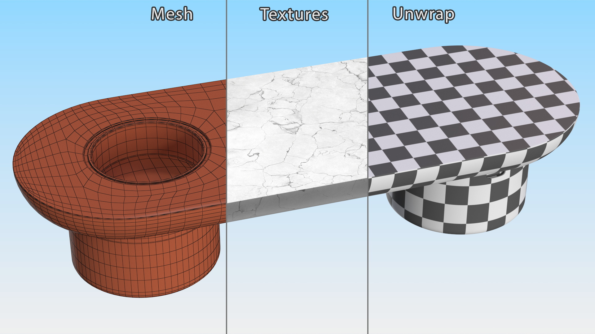 3D model Outdoor Marble Bench