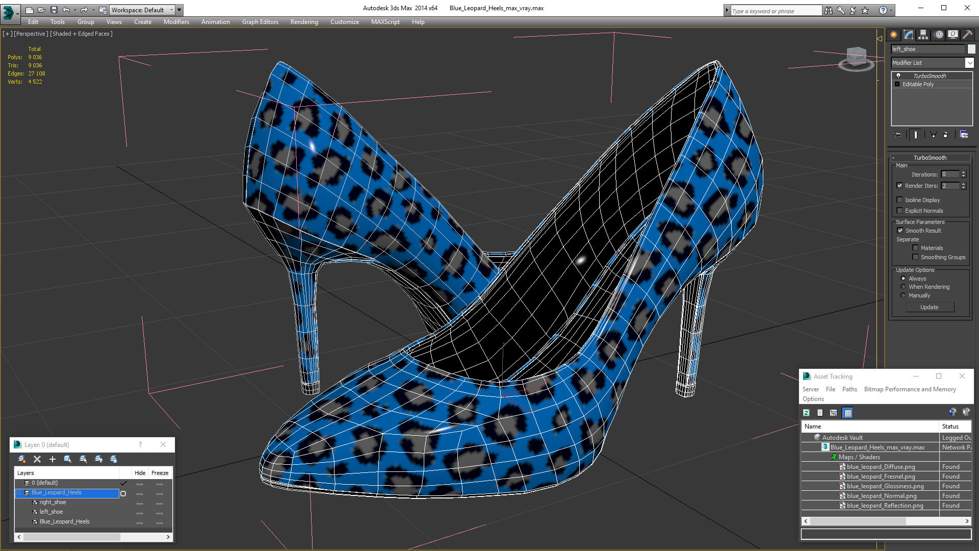 3D Blue Leopard Heels model