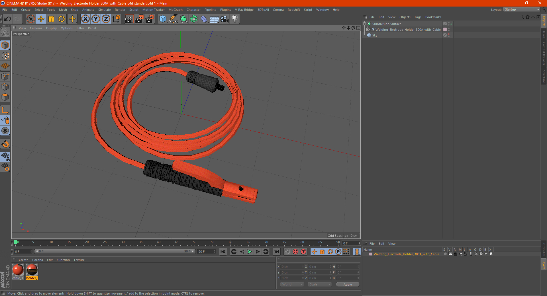 3D model Welding Electrode Holder 300A with Cable