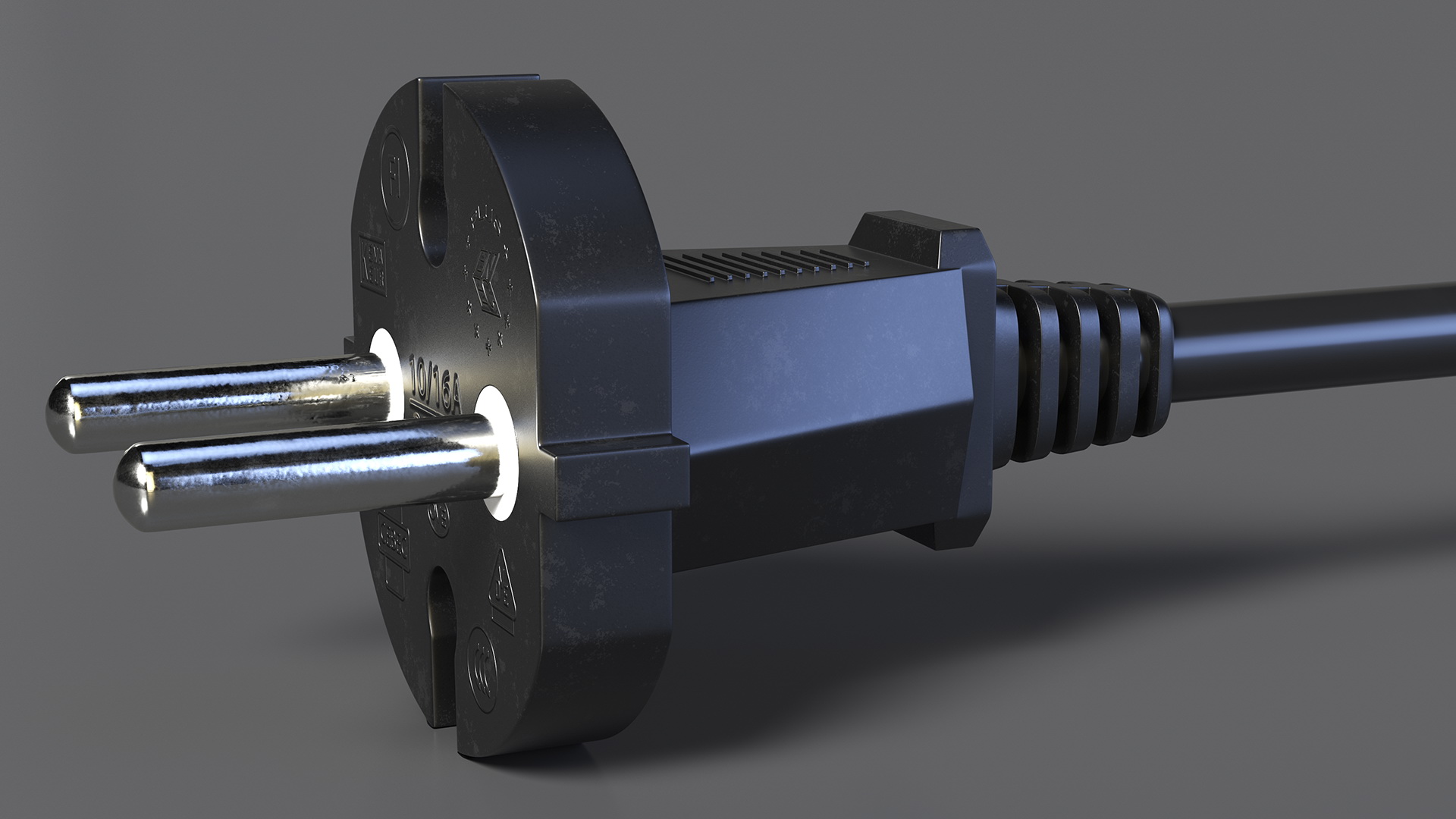 Type E Electric Plug Black Rigged for Maya 3D