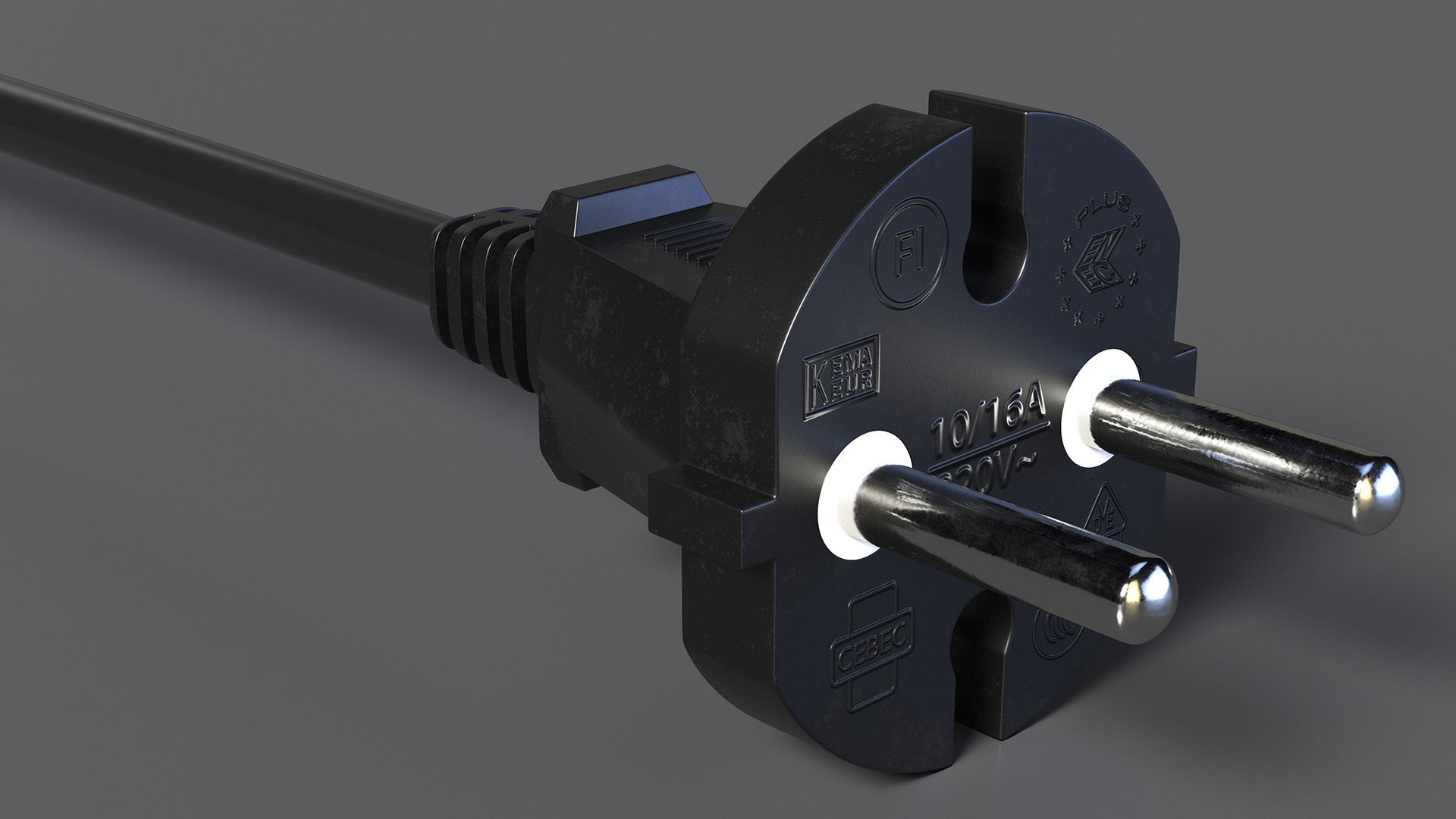 Type E Electric Plug Black Rigged for Maya 3D